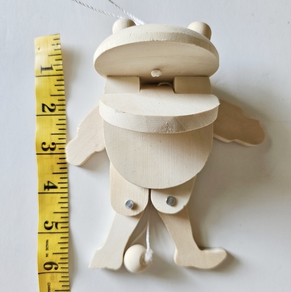 Rare Handmade Frog Bare Wood, Handcrafted Wooden Frog Pull Toy, Moving Legs 6" - Picture 2 of 8
